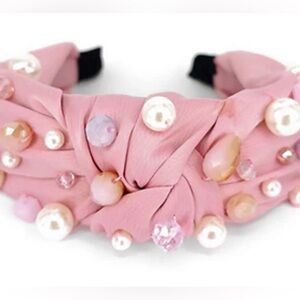 NWT Pink and Cream Pearl/Bead Knot Headband. Loop